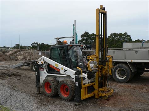 mini excavator drill attachment|drilling rig attachments for bobcat.